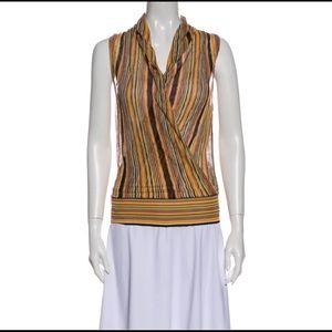 HERMÈS Striped V-Neck Top Size: S | US4, FR36